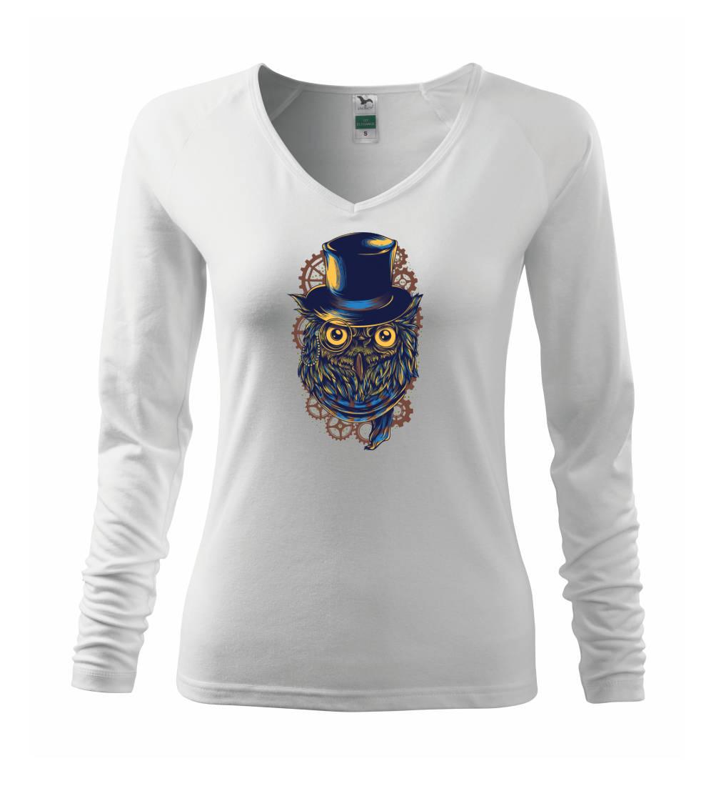 Tričko s motívmi vtákov - Steampunková sova - Tričko dámske Elegance