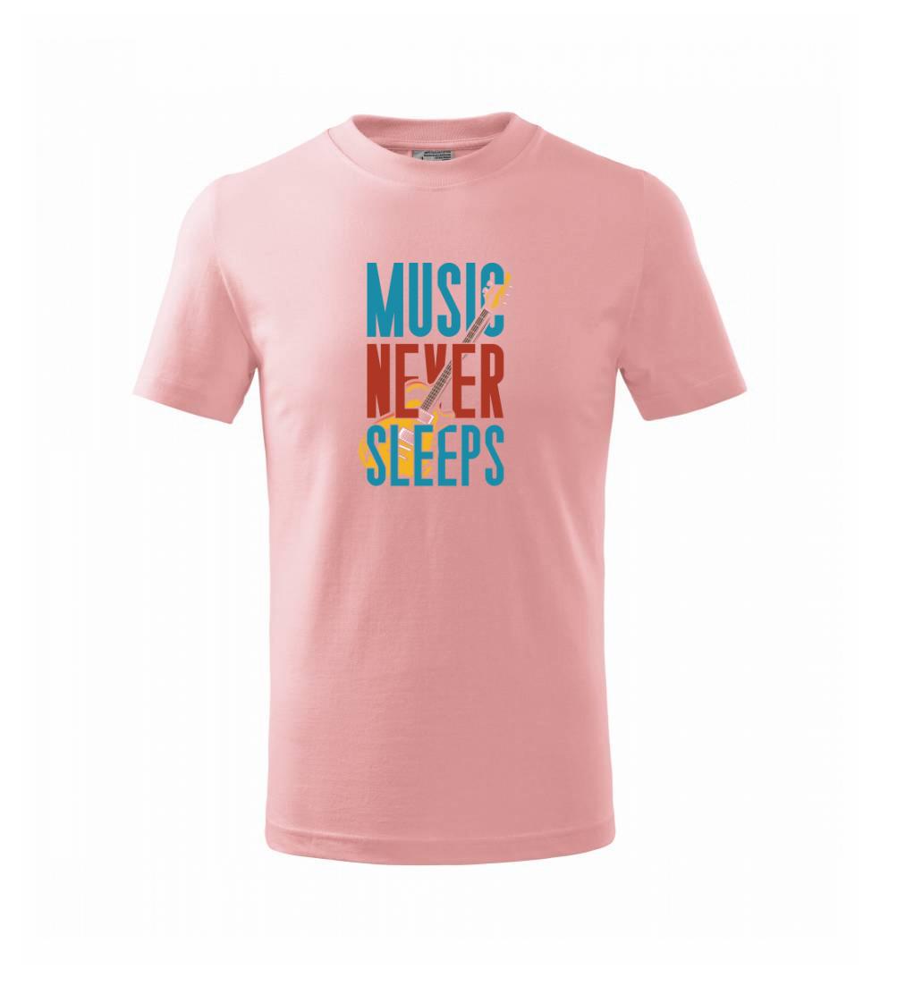 Hudobné tričká - Music Never Sleeps - Tričko detské bavlnené