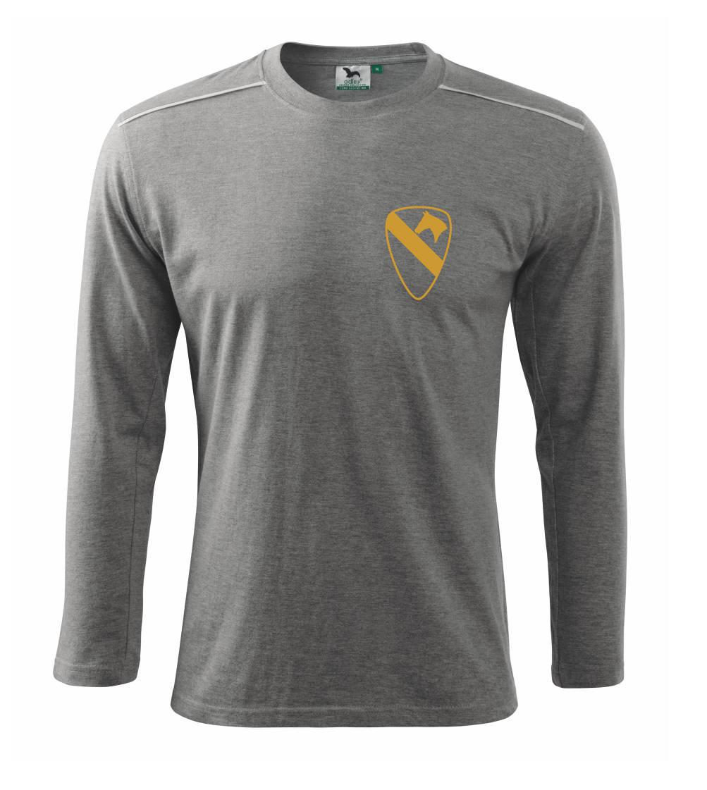 Vojenská tričká s potlačou - 1st Cavalry Division prsia zlatá - Tričko s dlhým rukávom Long Sleeve