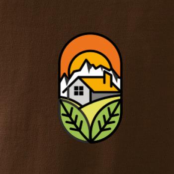 Chalupa pri západe slnka