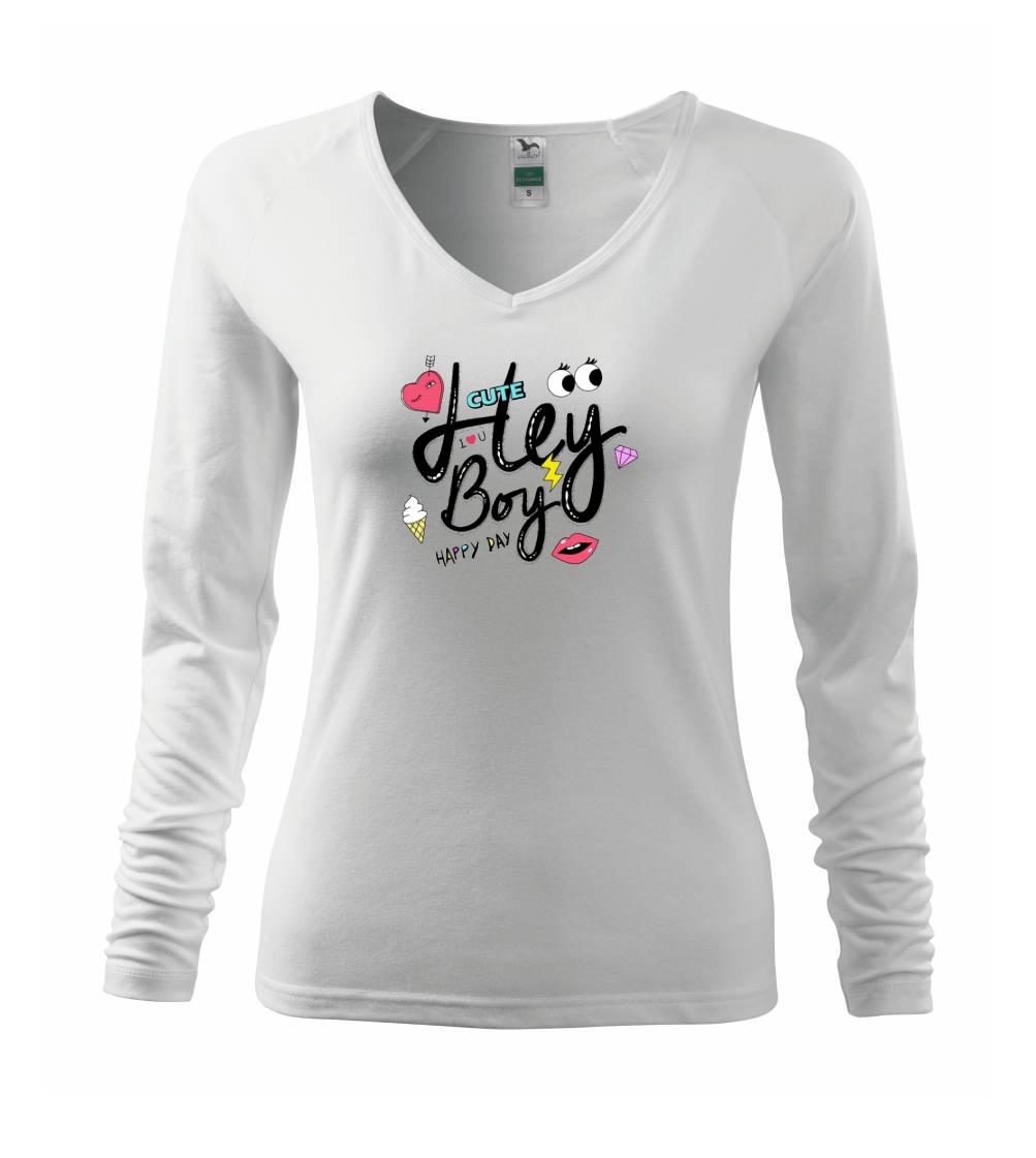 Ostatné nápisy - Hey boy - Tričko dámske Elegance