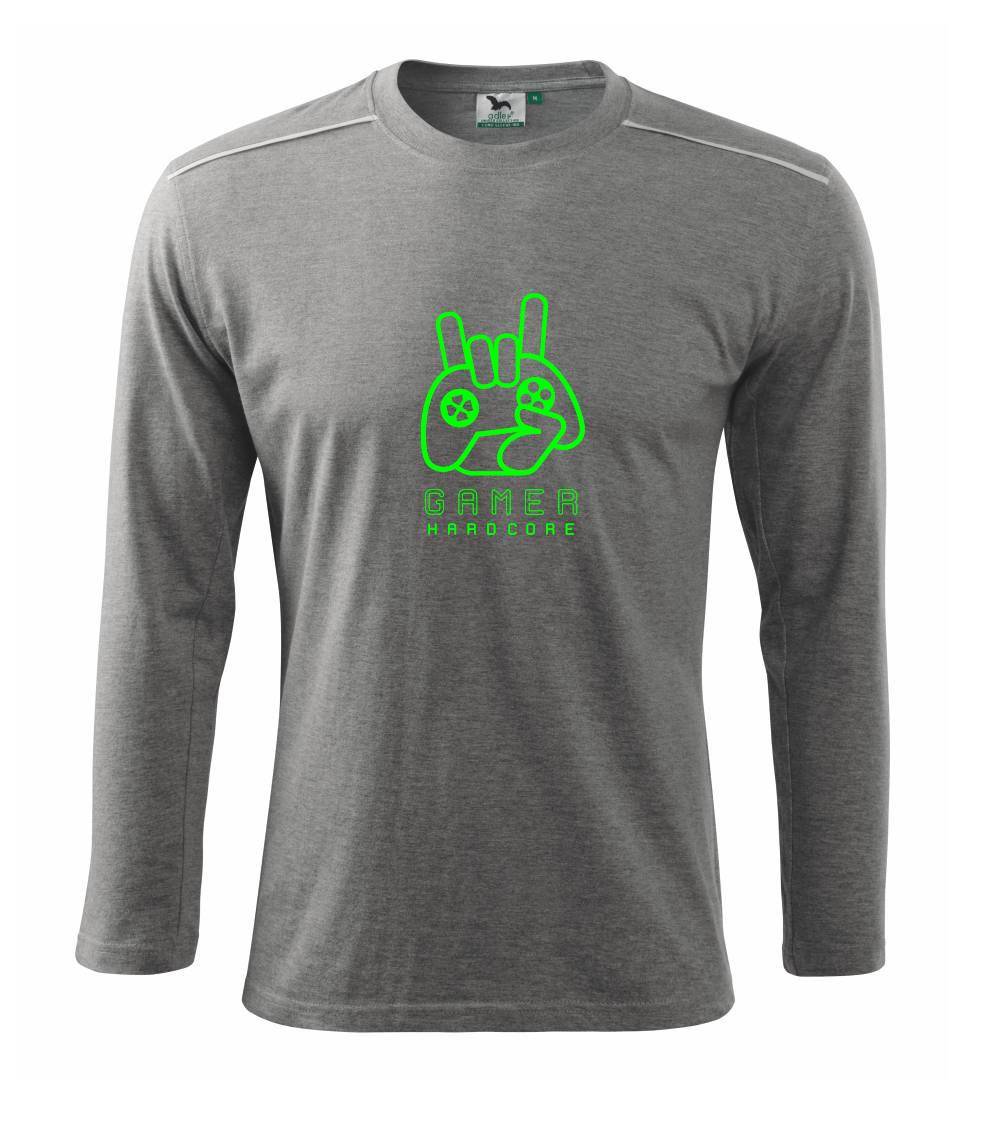 Tričká pre ajťákov - Hardcore gamer - ruka - zelená - Tričko s dlhým rukávom Long Sleeve