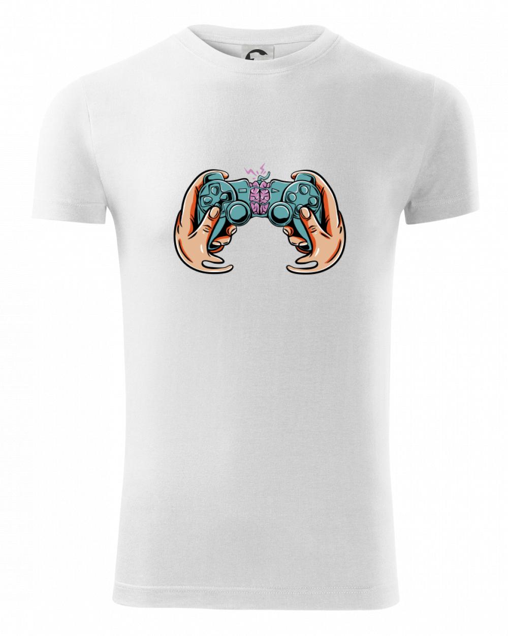Tričká pre ajťákov - Gamer - mozog v gamepade - Viper FIT - Pánske zúžené tričko