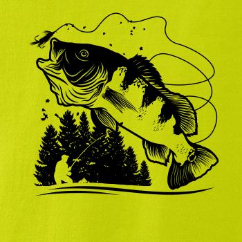 Rybár na brehu rybníka muškári