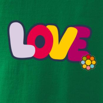 Love nápis s kvetinou