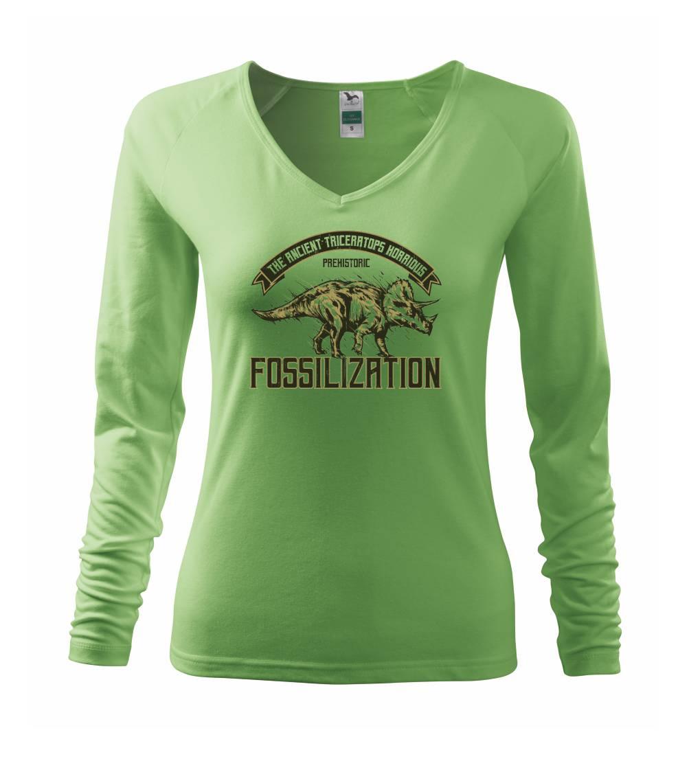 Tričká so zvieratami - Triceratops fossil - Tričko dámske Elegance
