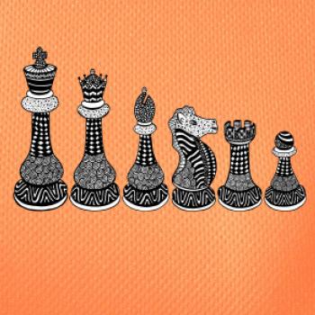 Šachové figúrky v rade - kreslené Šachové figúrky v rade - kreslené