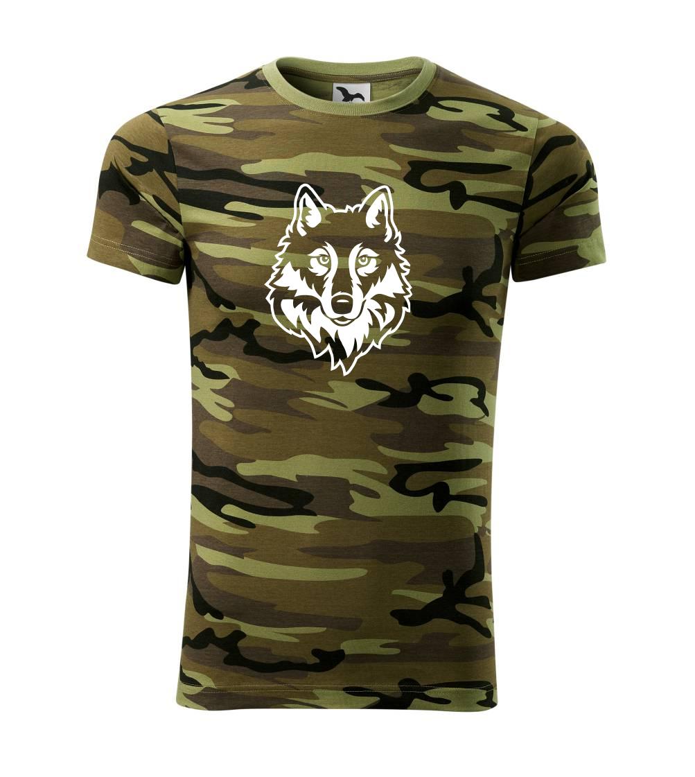 Tričká s vlkom - Hlava vlka čiernobiela (Hana-creative) - Army CAMOUFLAGE
