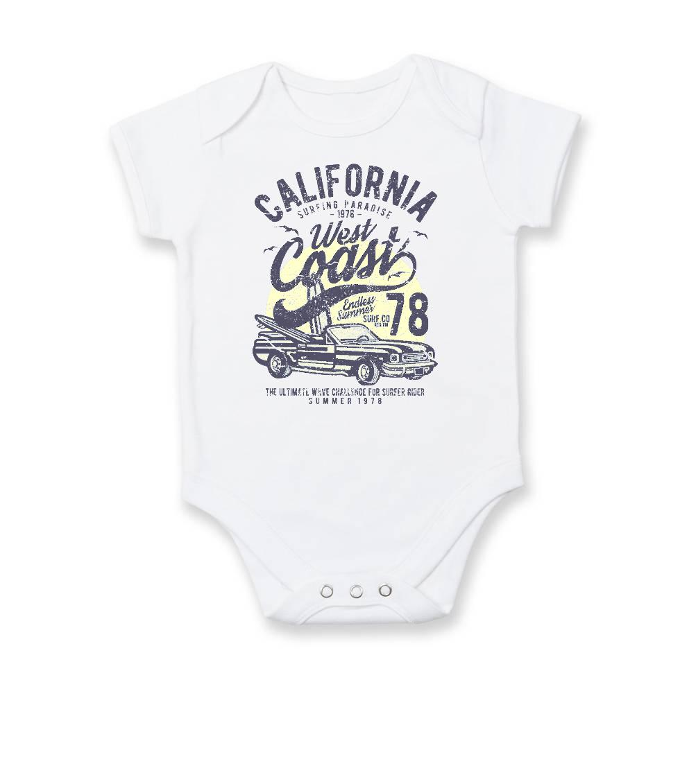 Surferske tričká - California West Coast - Body dojčenské s krátkym rukávom