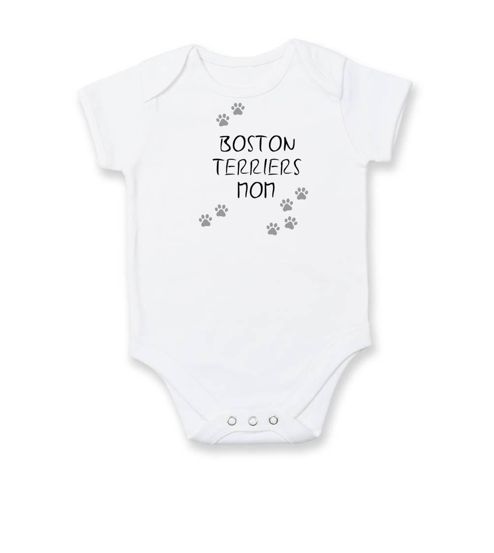 Ostatné psie plemená - Boston Teriers mom Bostonský teriér (reflexné  tlapky) - Body dojčenské s krátkym rukávom