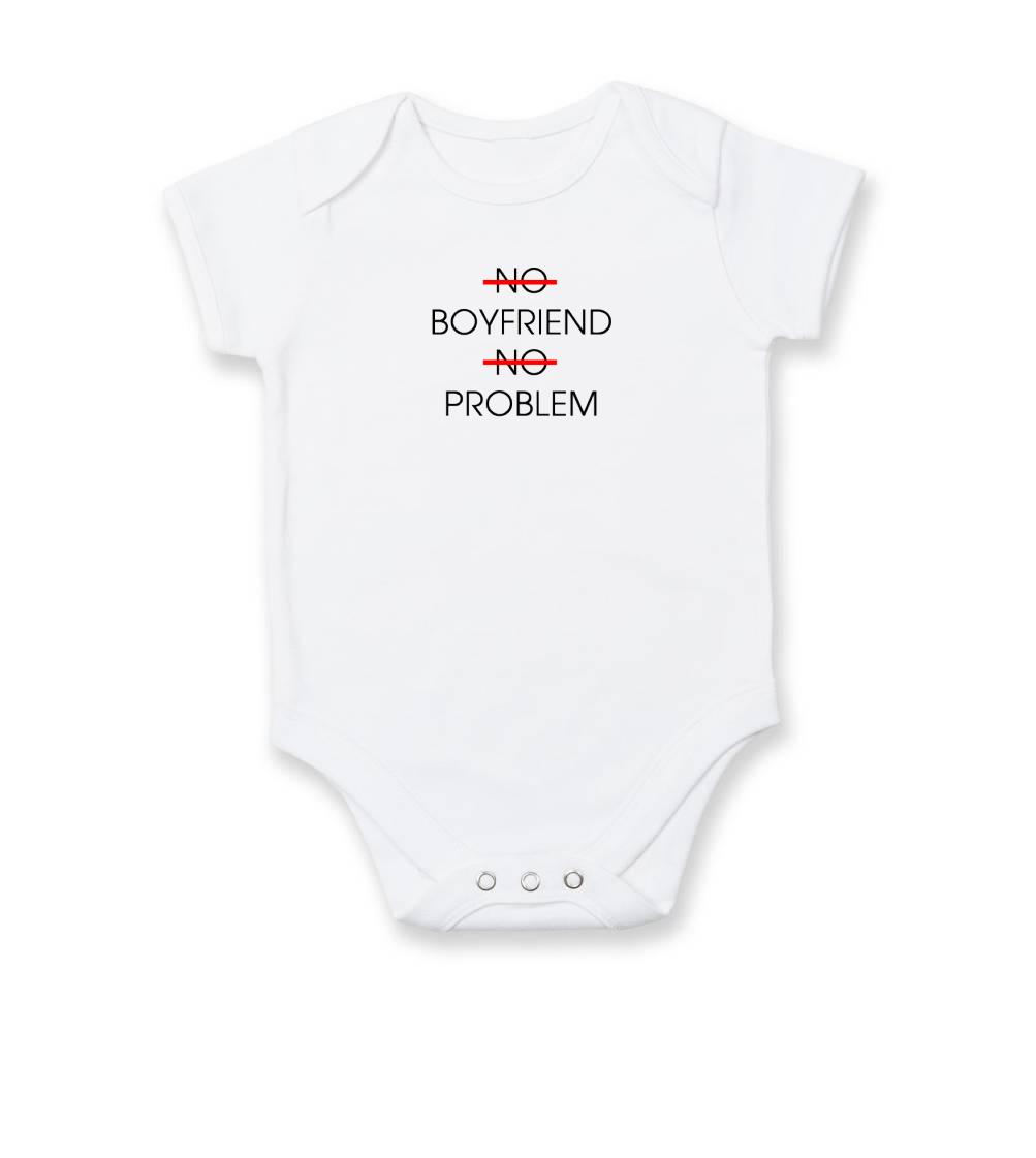 Tričká na párty - No boyfriend no problem - Body dojčenské s krátkym rukávom