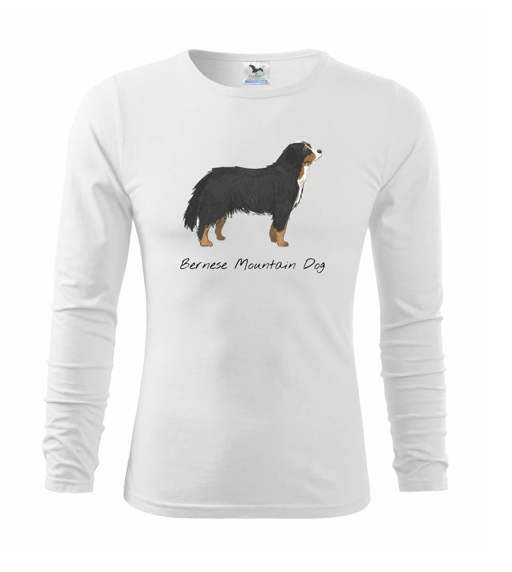 Bernský salašnícky pes na tričku - Bernese mountain dog kreslený - Tričko detské Long Sleeve