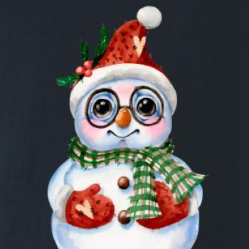 Snehuliak kreslený s okuliarmi