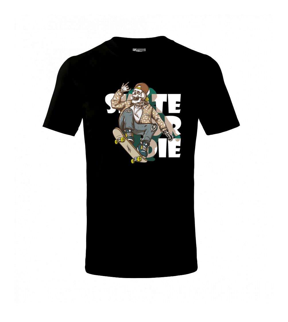 Skull riding skateboard