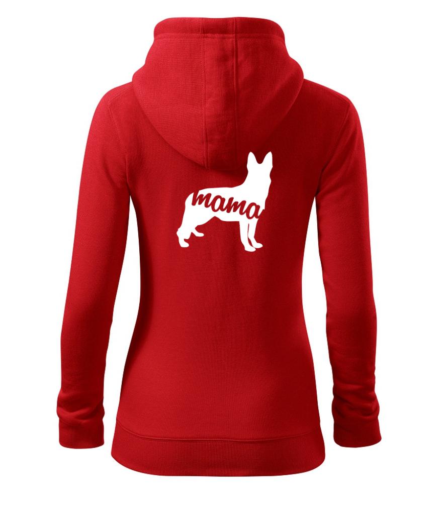 Nemecký ovčiak - Nemecký ovčiak mama obrys - Mikina dámska trendy zipper s kapucňou