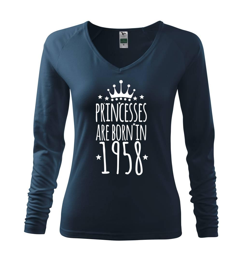 Narodeninové trička podľa ročníku - Princesses are born in 1958 - Tričko dámske Elegance