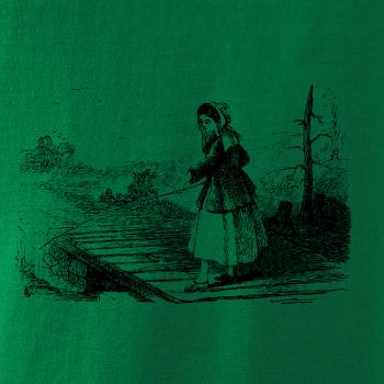 Kreslené dievča na rybách