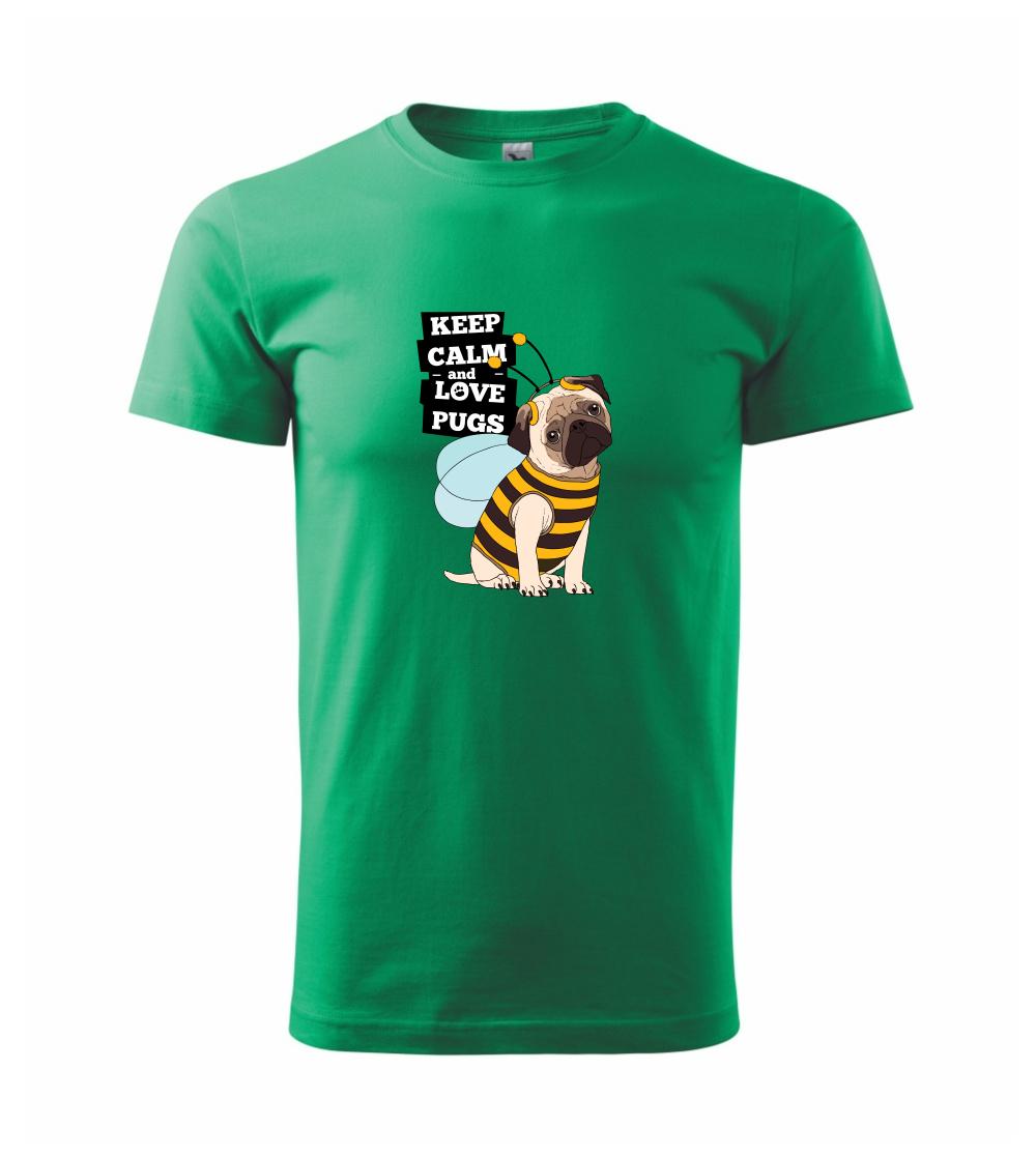 Mops na tričku - Keep calm and love pugs - Klasické pánske tričko vyššej gramáže