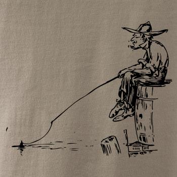 Kreslený rybár na pni Kreslený rybár na pni