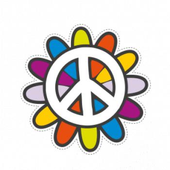 Peace symbol s kreslenou kvetinou