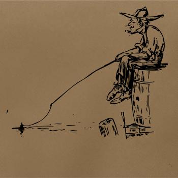 Kreslený rybár na pni Kreslený rybár na pni