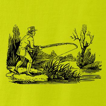 Kreslený rybár nahradzujúci