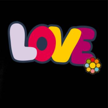 Love nápis s kvetinou