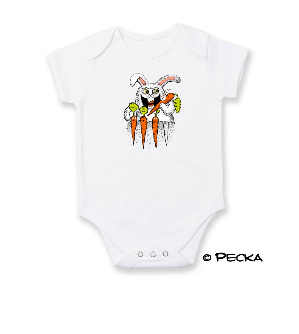Tričká so zvieratami - Zajac killer (Pecka design) - Body dojčenské s krátkym rukávom