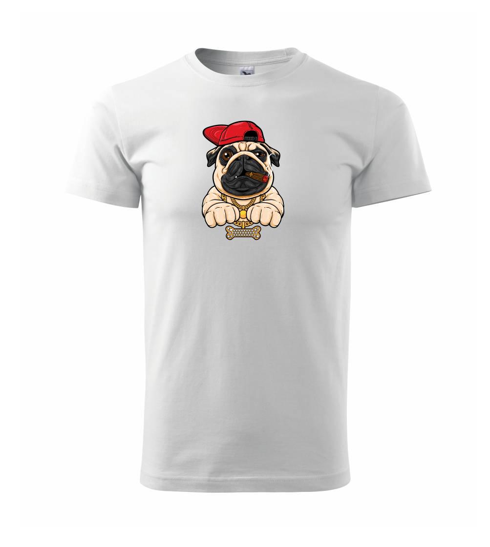 Mops na tričku - Mopsík hip hop - Tričko extra veľké  (5-8XL)
