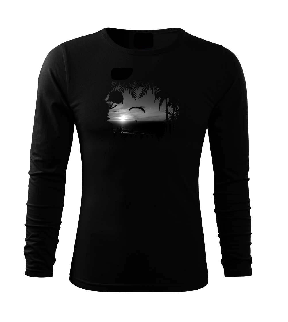 Tričká s motívom paraglidingu - Fotka paragliding čiernobiela - Tričko s dlhým rukávom FIT-T long sleeve