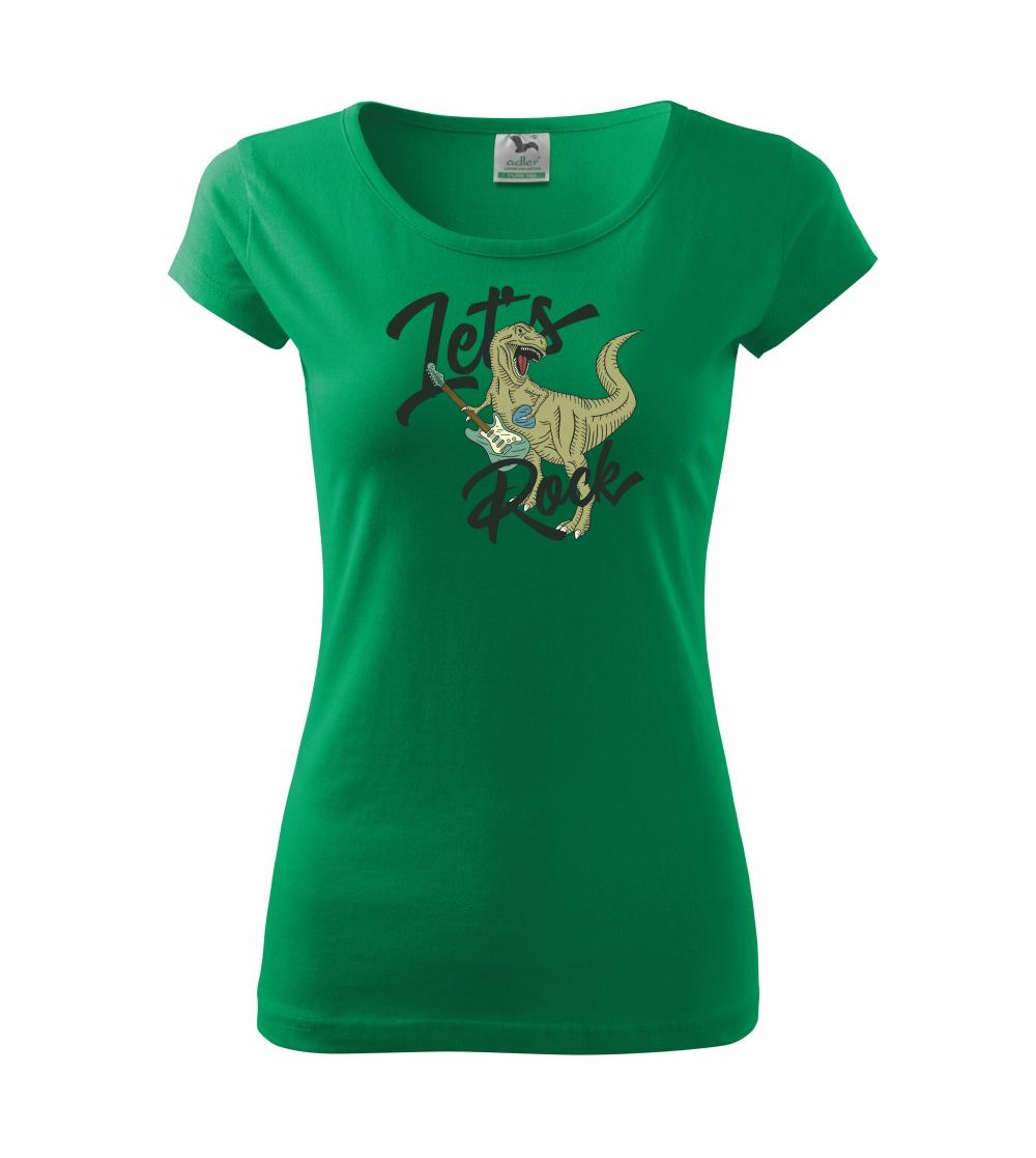 Tričká so zvieratami - Let's rock T-rex - Dámske tričko Pure