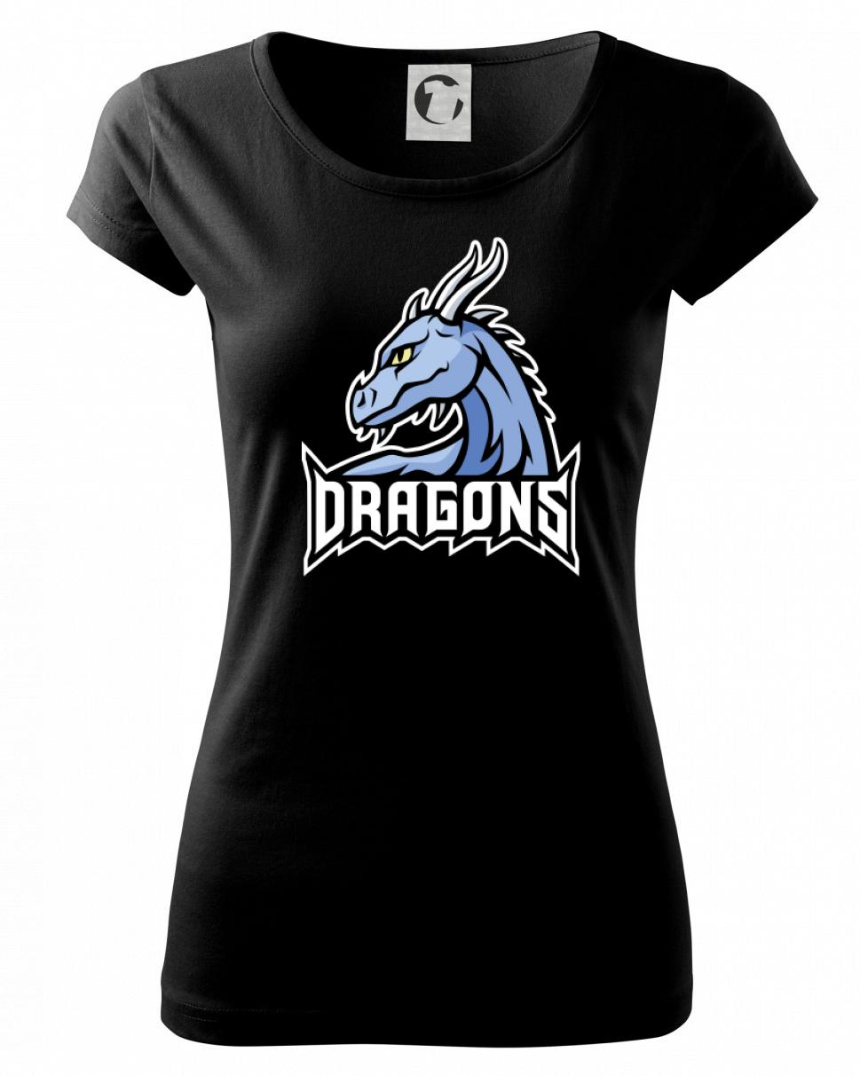 Grafické tričká - Dragons - logo týmu modrá (Hana-creative) - Dámske tričko Pure