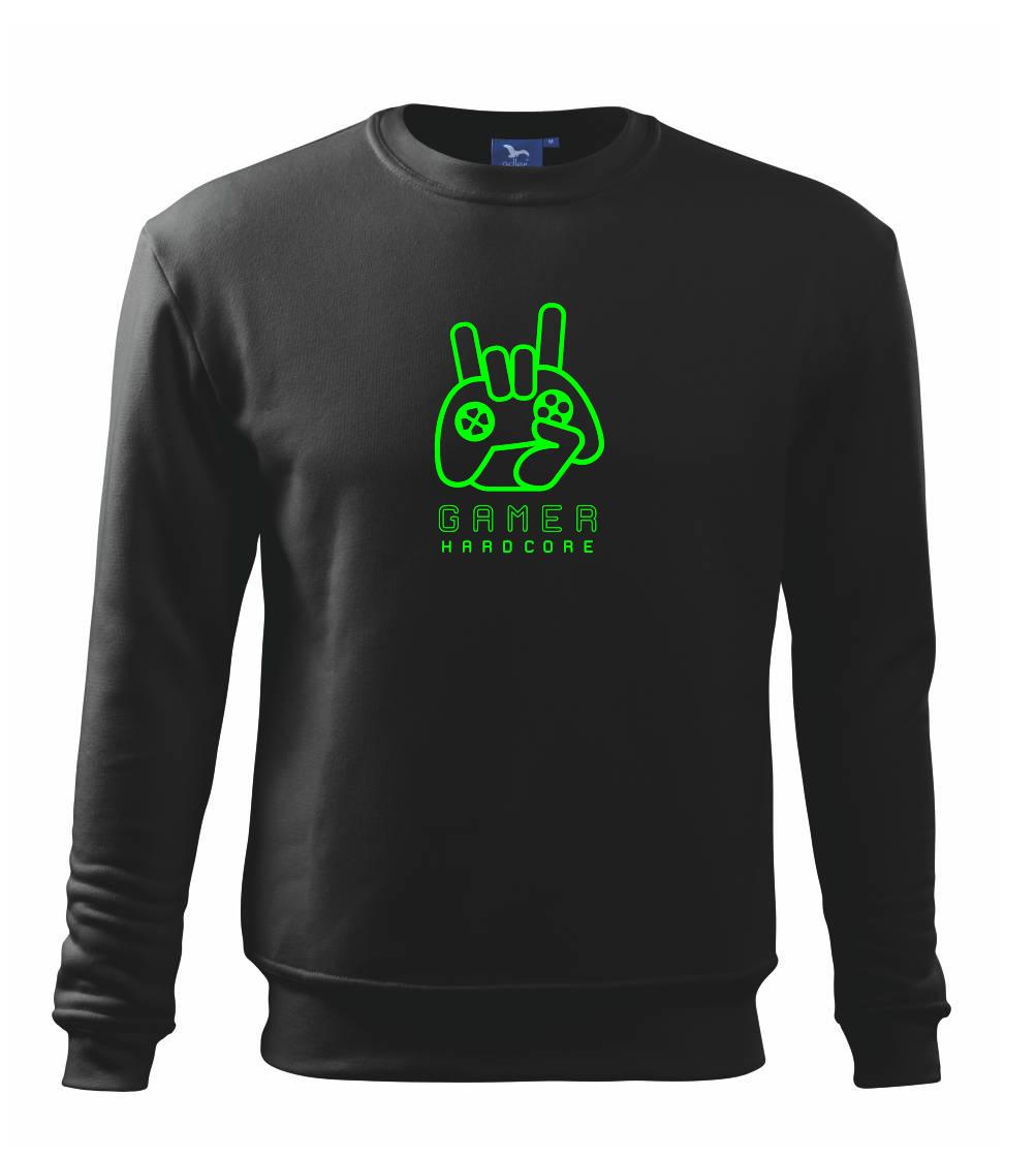 Tričká pre ajťákov - Hardcore gamer - ruka - zelená - Mikina Essential pánska