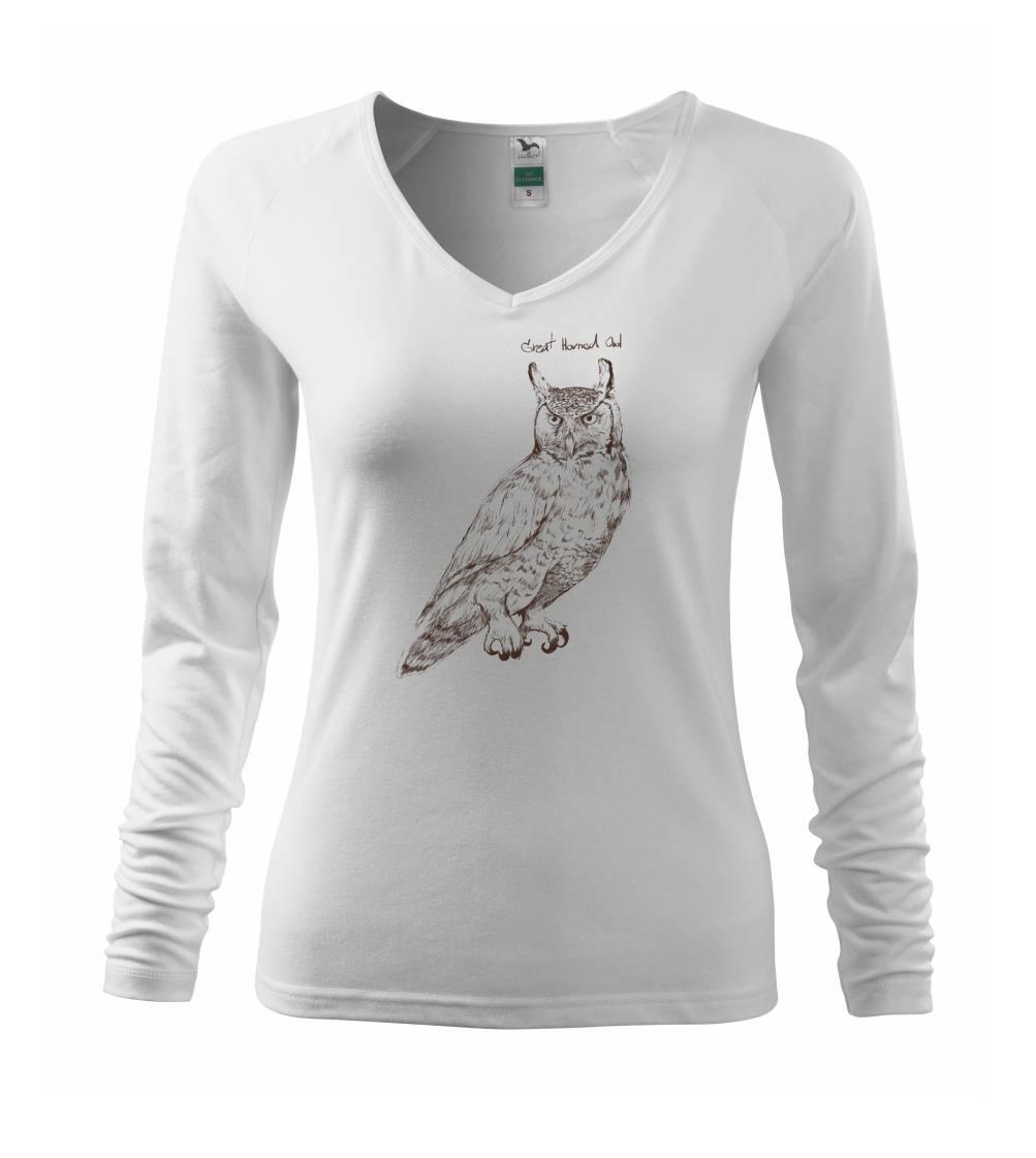 Tričká so zvieratami - Výr bielobradý great horned owl - Tričko dámske Elegance