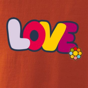 Love nápis s kvetinou