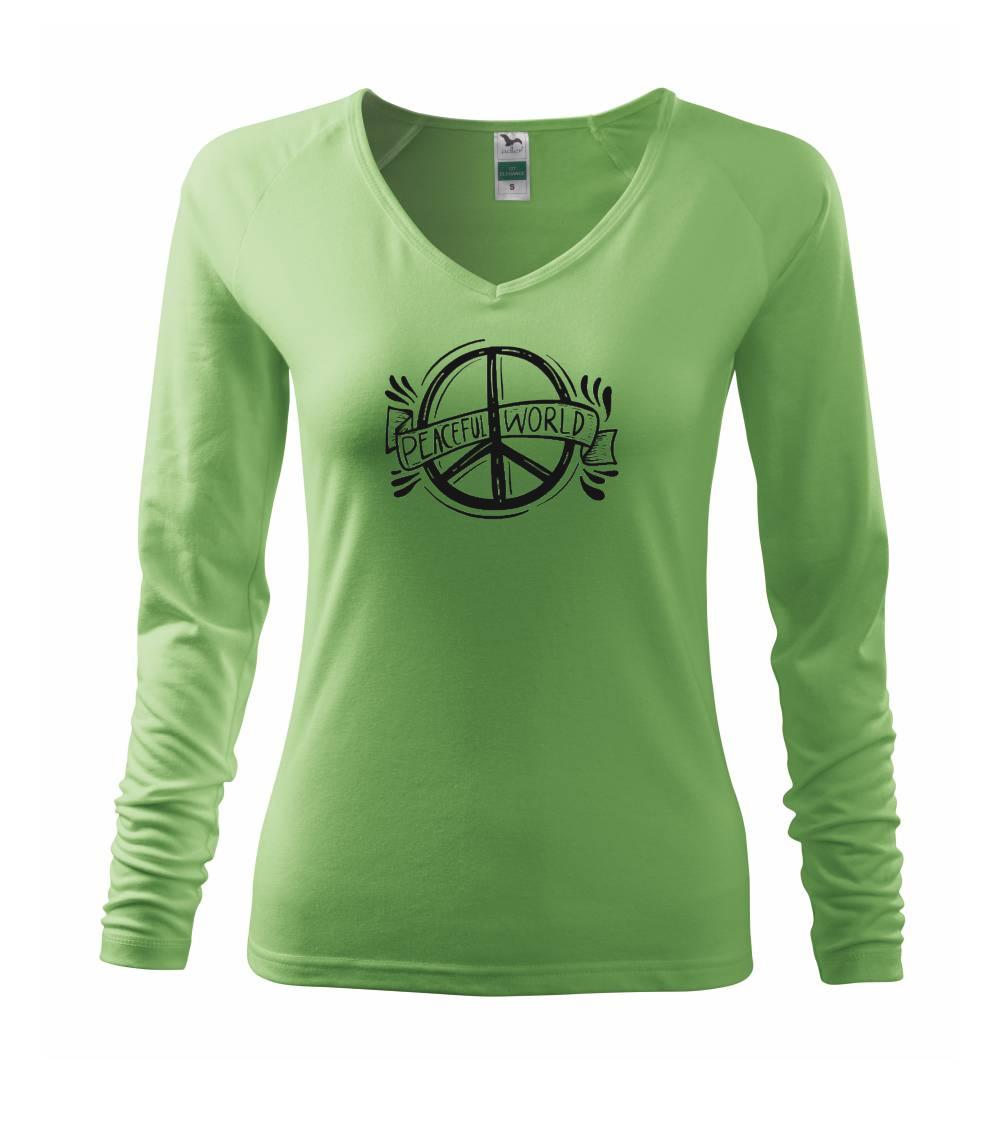 Grafické tričká - Peaceful world logo - Tričko dámske Elegance