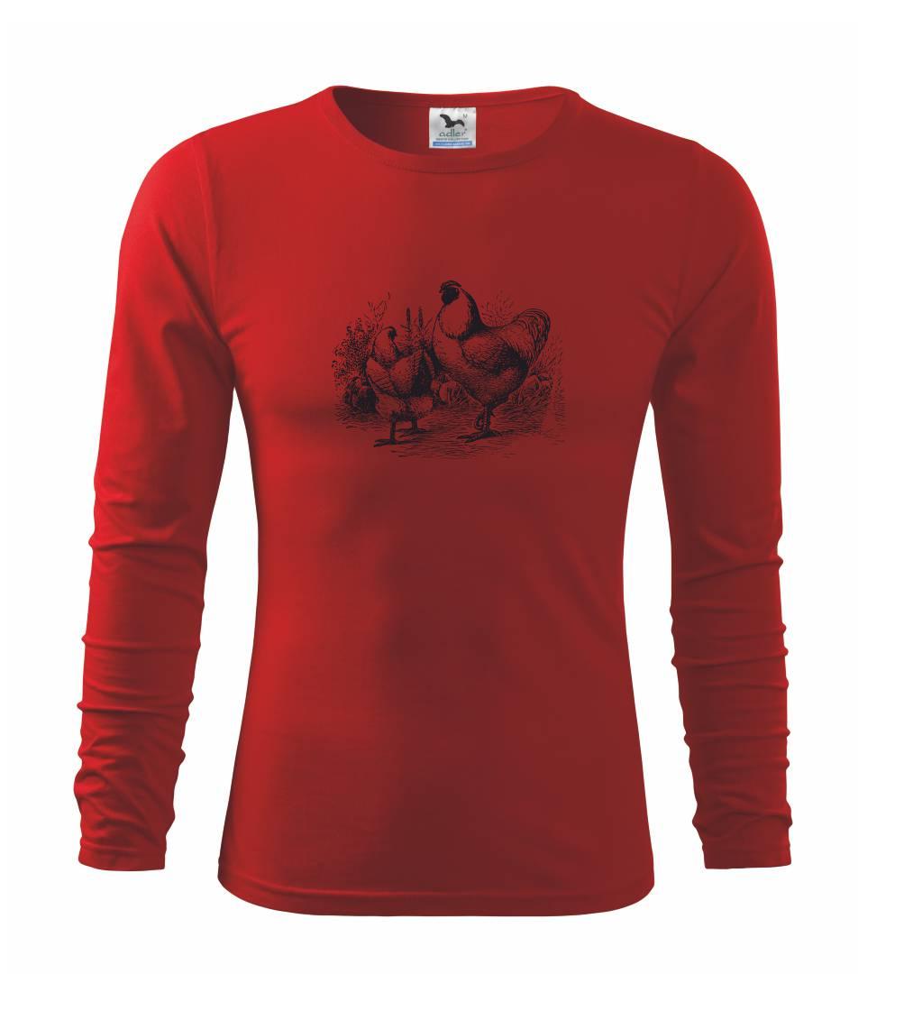 Tričká so zvieratami - Slepačie rodina maľovaná - Tričko detské Long Sleeve