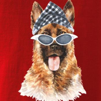 German shepherd so šatkou