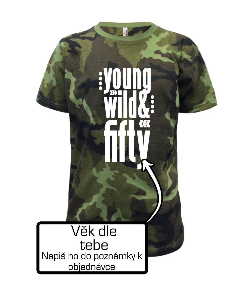 Tričká k narodeninám - Young Wild & (Tvoj vek) - Detské maskáčové tričko