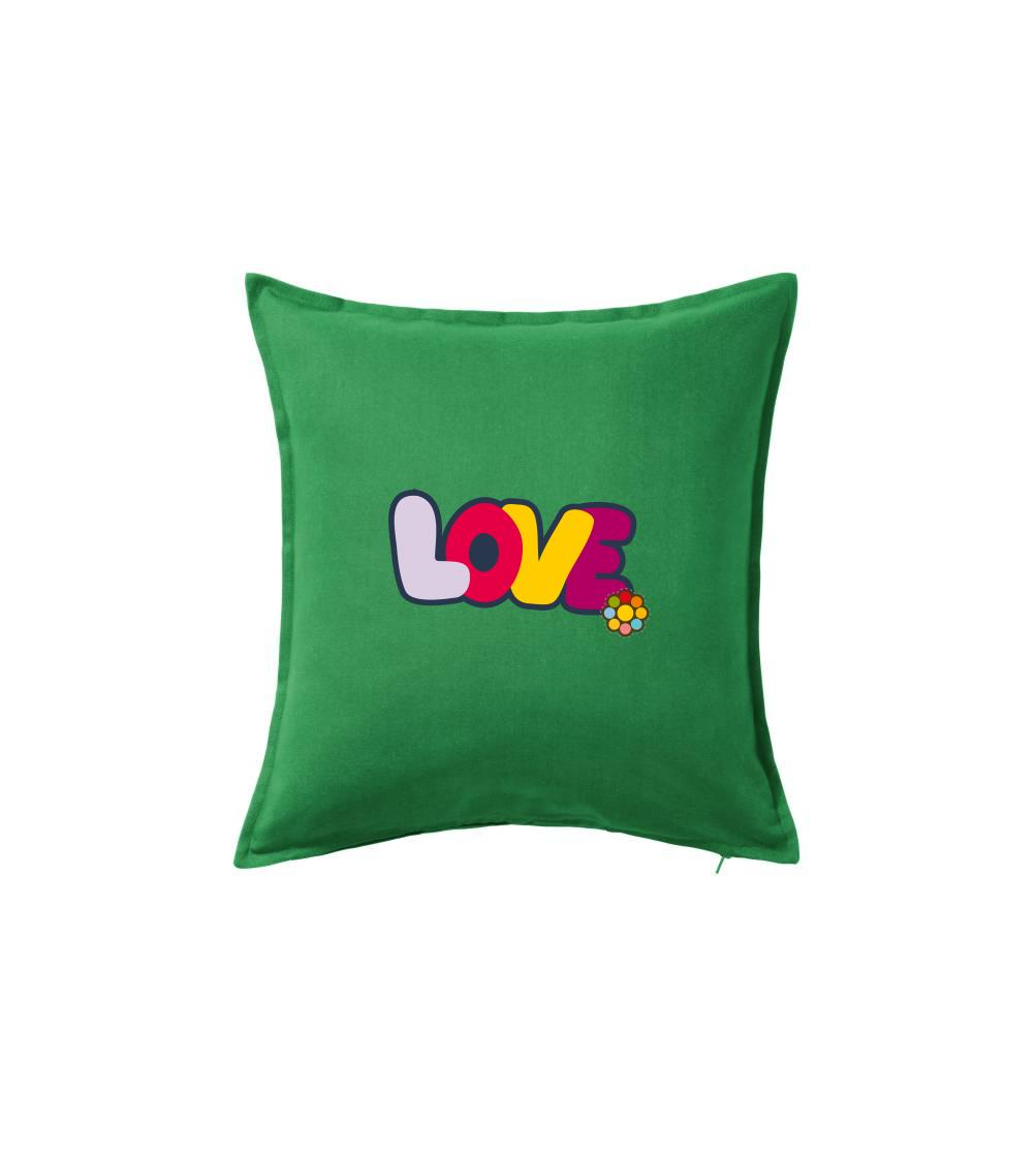 Love nápis s kvetinou