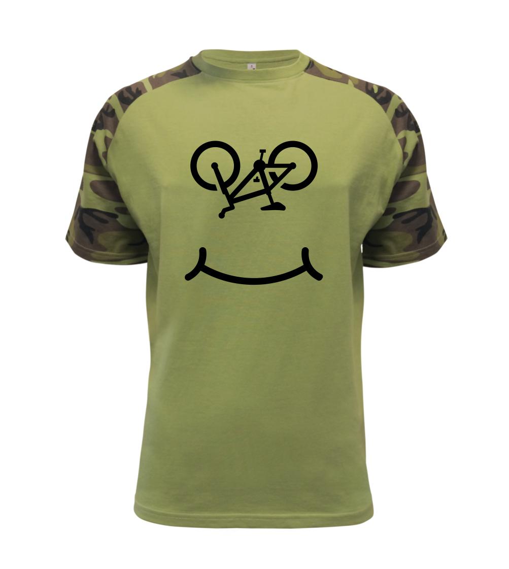 Tričko ako darček pre cyklistu - Bicykel úsmev - Raglan Military