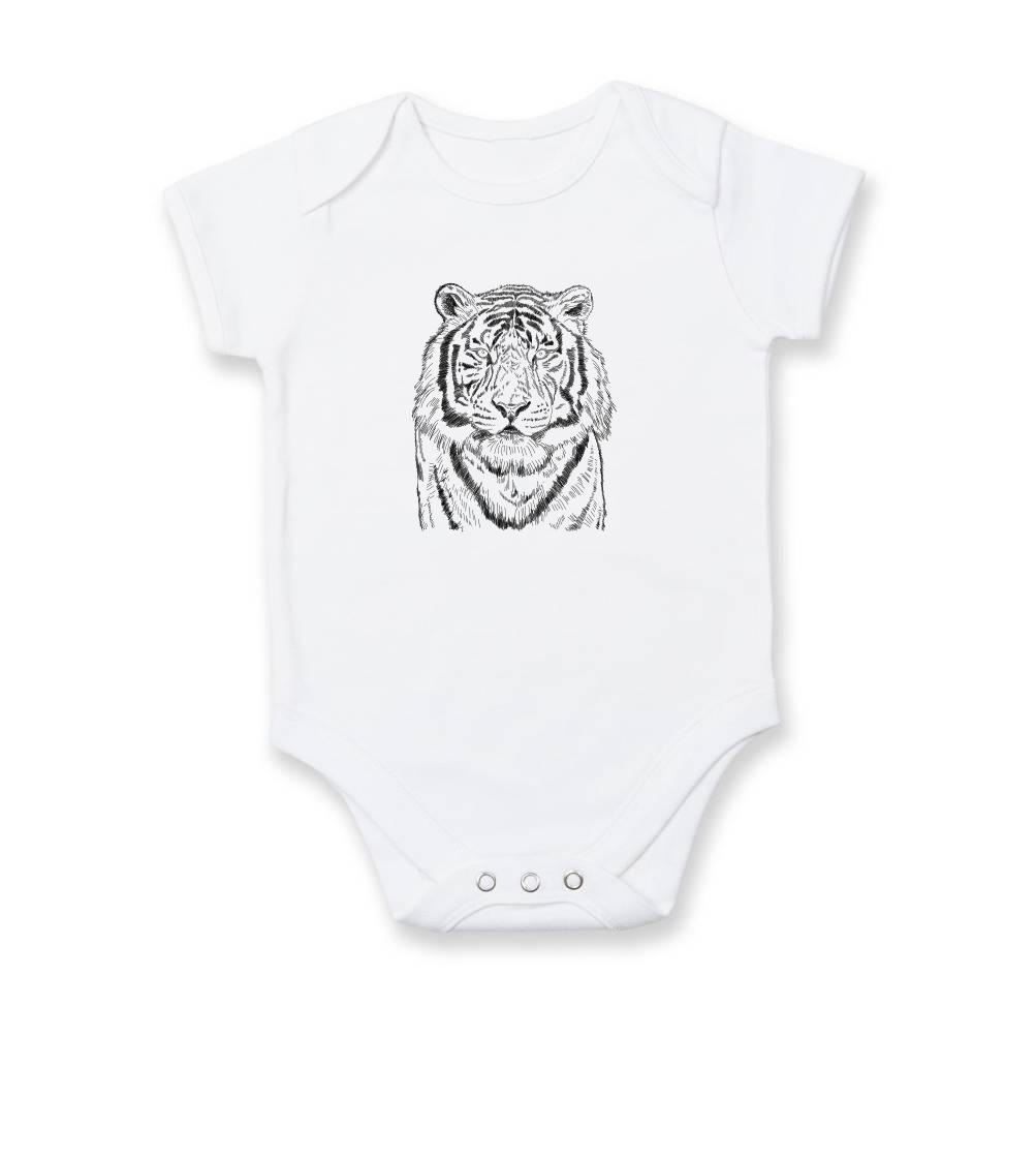 Tričká so zvieratami - Tiger skica - Body dojčenské s krátkym rukávom
