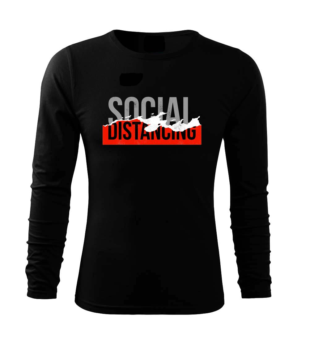 Corona social distancing nápis - Tričko s dlhým rukávom FIT-T long sleeve
