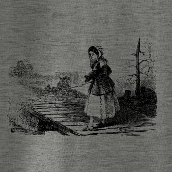 Kreslená dívka na rybách