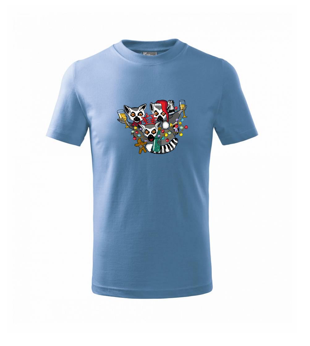 Tričká so zvieratami - Vianočné lemuríky (Pecka design) - Tričko detské bavlnené