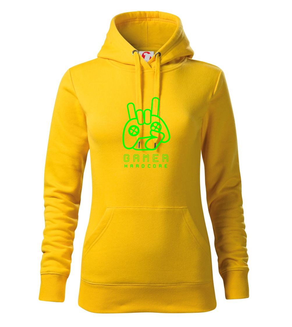 Tričká pre ajťákov - Hardcore gamer - ruka - zelená - Mikina dámská Cape s kapucí