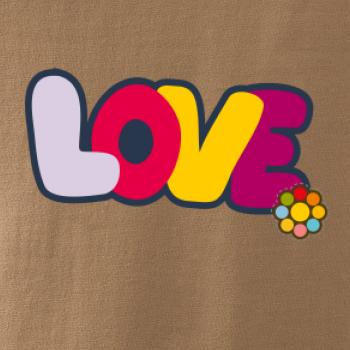 Love nápis s kvetinou