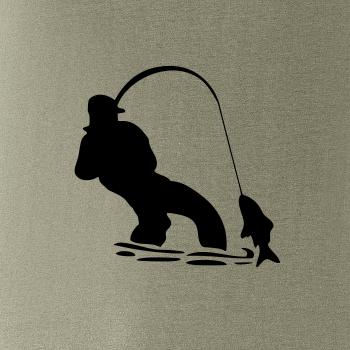 Rybár ťahajúce rybu