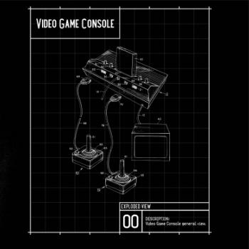 Nákres video game console s joystickom