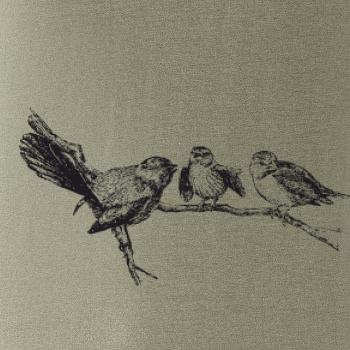 Vtáčiky na vetve maľované